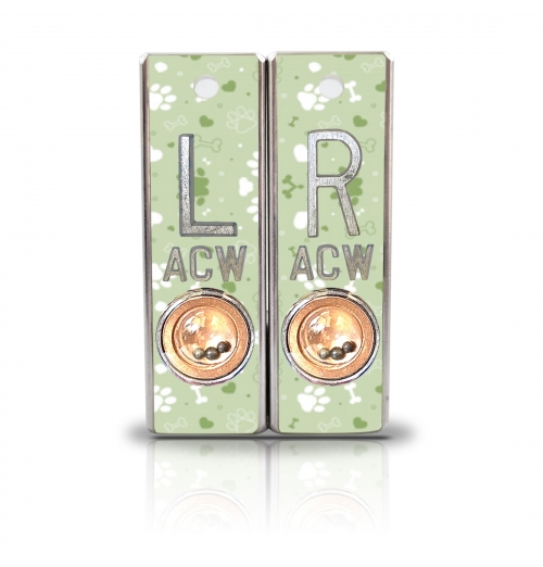Aluminum Position Indicator X Ray Markers- Green Puppy Graphic Pattern
